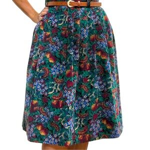 Vintage LL Bean corduroy skirt with floral pattern
